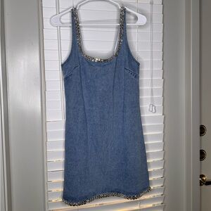 Vici Blue Mini Dress with Silver Accents